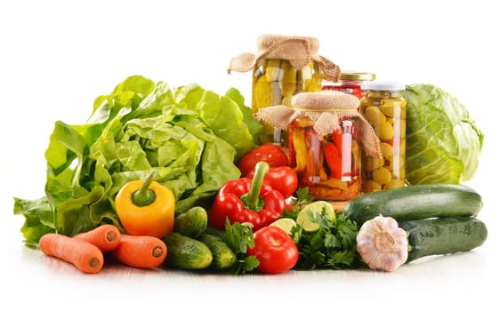 Composition with assorted organic vegetables isolated on white