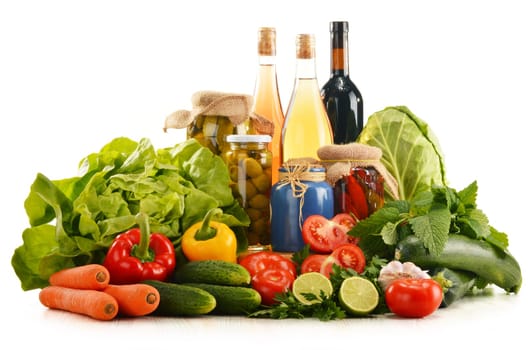 Composition with assorted organic vegetables isolated on white