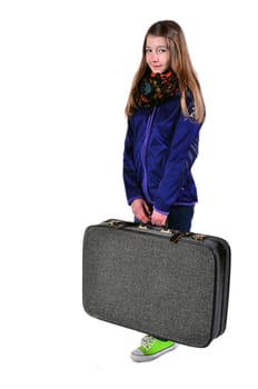 cool girl with suitcase