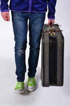 cool girl with suitcase