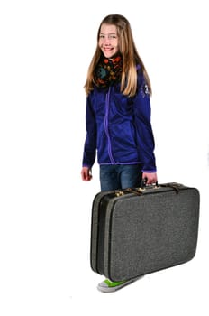 cool girl with suitcase