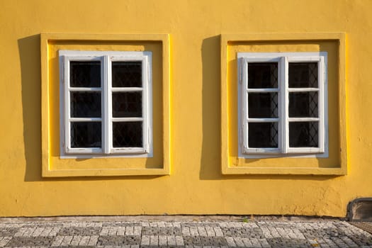 Yellow house and windows