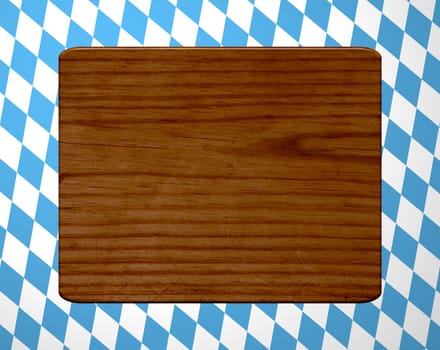 Brown wooden board on Bavarian diamond background