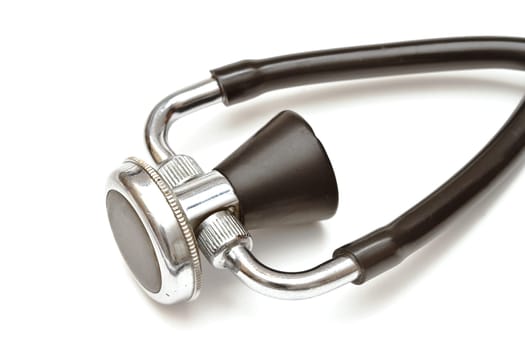 Medical stethoscope isolated on white background. Closeup
