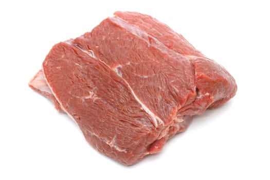 Piece of raw beef isolated on white background