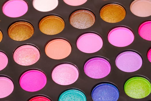 Set of multicolored eyeshadows, closeup