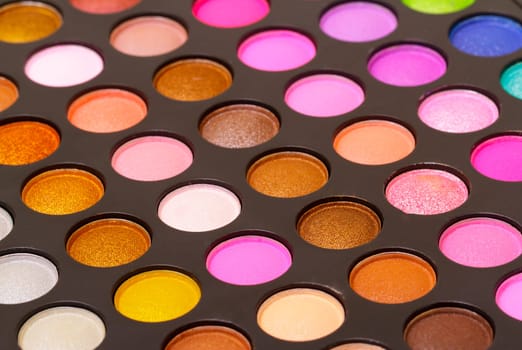 Set of  multicolored eyeshadows, closeup