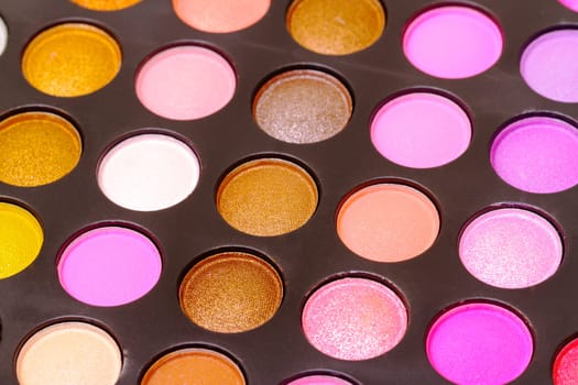 Set of multicolored eyeshadows, closeup