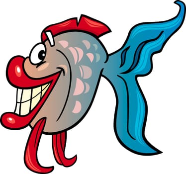 Cartoon Illustration of Cute Little Colorful Exotic Fish