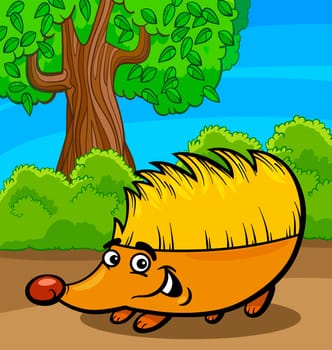 Cartoon Illustration of Cute Hedgehog Wild Animal