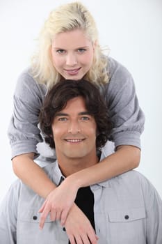 Smiling couple on white background