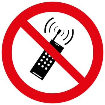 No cell phone sign isolated on white background
