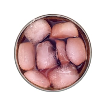 A drink with ice isolated against a white background