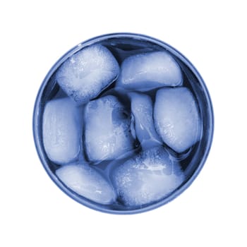 A drink with ice isolated against a white background