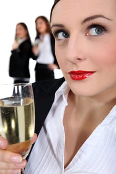 Woman with glass of champagne
