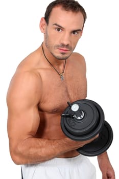 A man working out.