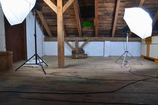 Photo studio in an old attic