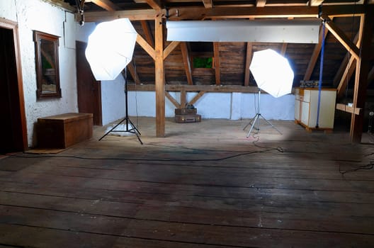 Photo studio in an old attic