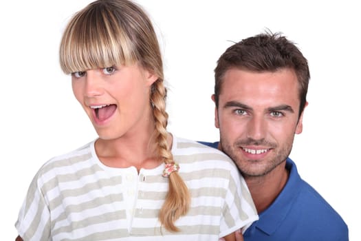 Fun couple in a studio