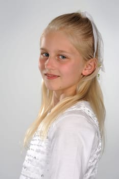Girl in solemnly white dress