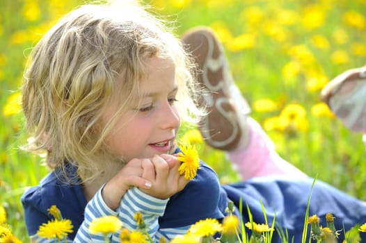 Smiling Girl in the Spring- Meadow