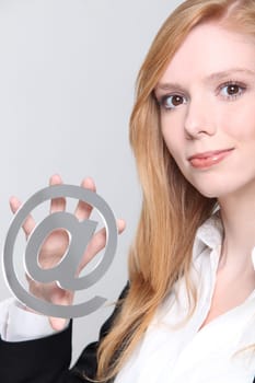 Woman with email symbol