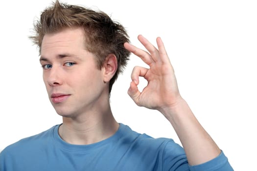 Man making ok gesture