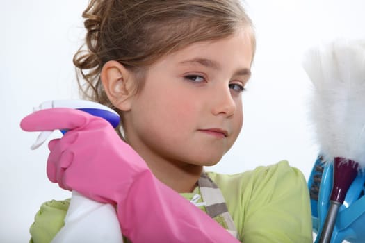 Child doing household chores
