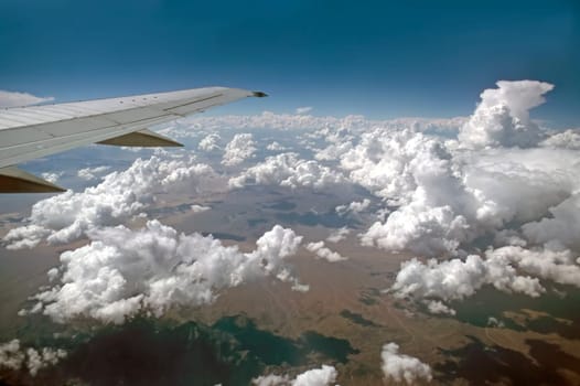 View of clouds from airplane