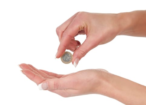Hand holds one euro