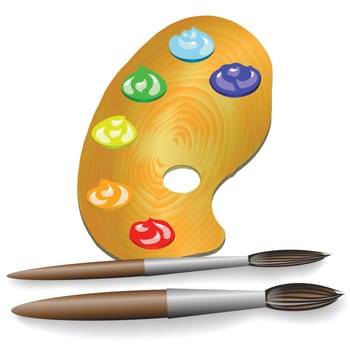 colorful illustration with two brushes and paint  for your design