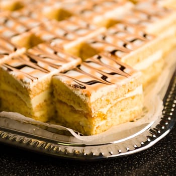 Close up of desserts made from honey with glazing