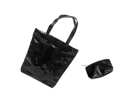 A ladies handbag on a white background