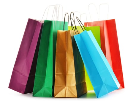 Paper shopping bags isolated on white background