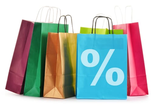 Paper shopping bags isolated on white background