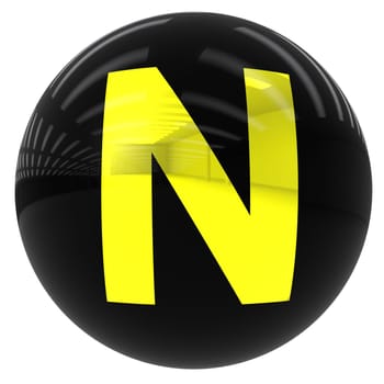 3d black ball with the letter N isolated on white with clipping path