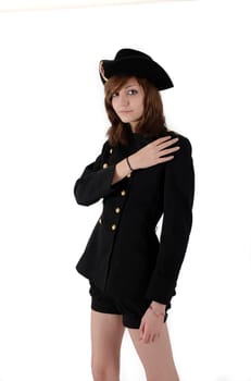 Young girl in french black hight school uniform