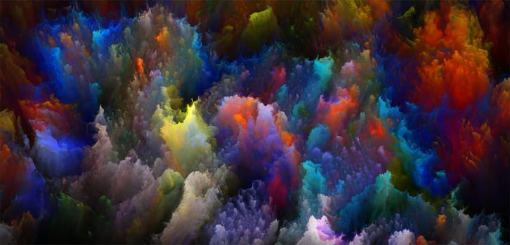 Fractal Garden series. Composition of colorful fractal patterns and rich textures on the subject of creativity,  imagination and art