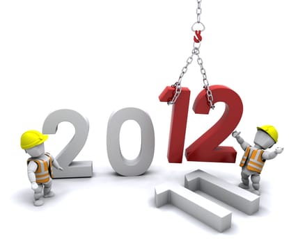 3D render of a man Bringing the new year in