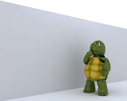 3D render of a tortoise with jigsaw puzzle