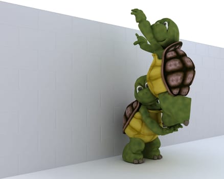 3D render of a tortoise with jigsaw puzzle