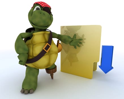 3D render of a Pirate Tortoise depicting illegal downloads