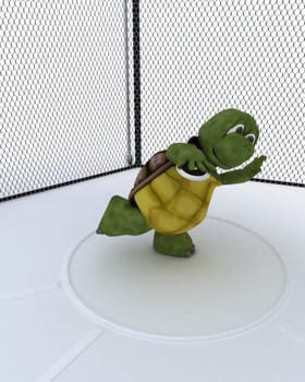 3D render of a tortoise competing in discus