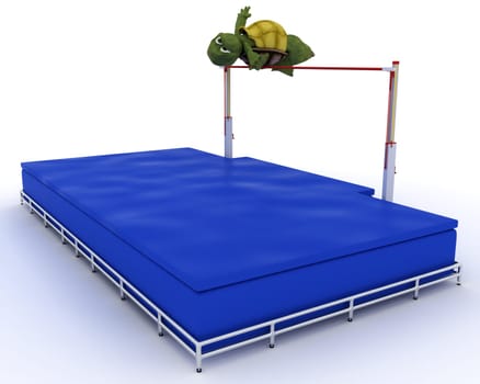 3D render of a tortoise competing in