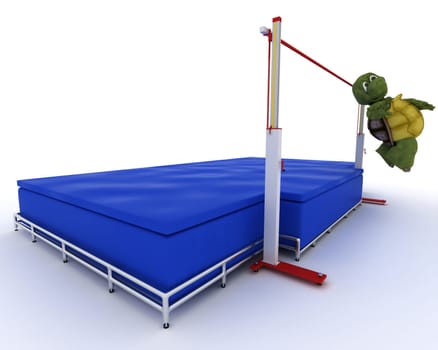 3D render of a tortoise competing in