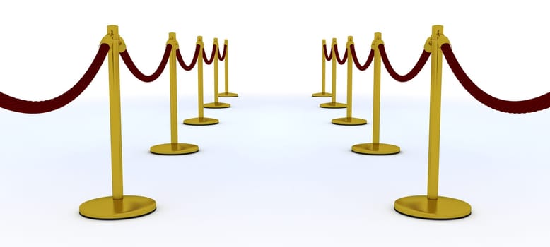 3d render of a red carpet and velvet rope