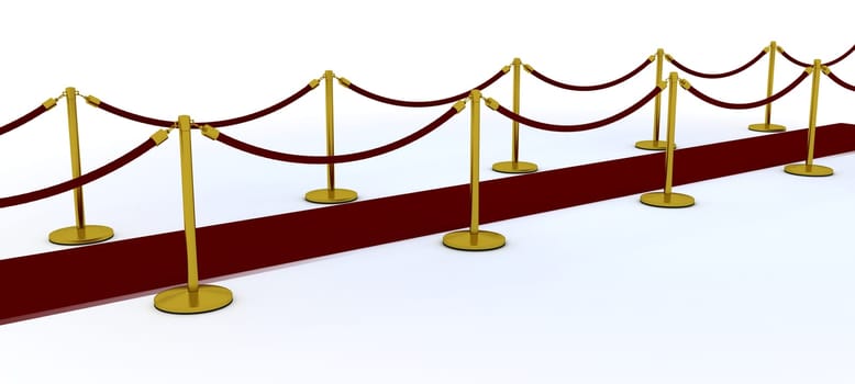 3d render of a red carpet and velvet rope