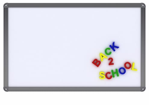 3D render of a White class room drywipe marker board
