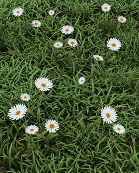 3D render of spring flowers in bloom