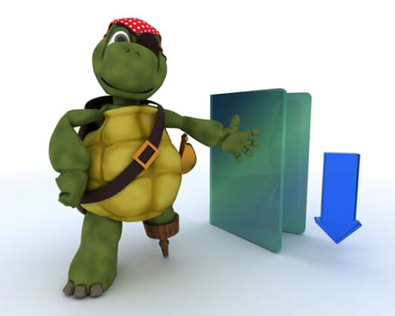 3D render of a Pirate Tortoise depicting illegal downloads